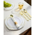thumbnail image 6 of Goodluck 350PCS Gold Plastic Plates for 50 Guests, Disposable Dinnerware Sets Include 100 Gold Rim Plastic Plates, 50 Silverwares, 50 Cups, and 50 Pre Rolled Napkins for Party, Wedding, Graduation, 6 of 7