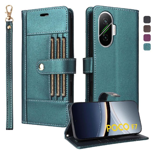 FOXDOCK Funda tipo Cartera para Xiaomi POCO F7 5G – Cubierta de Cuero PU con Múltiples Ranuras, Bolsillo para Efectivo y Correa de Muñeca