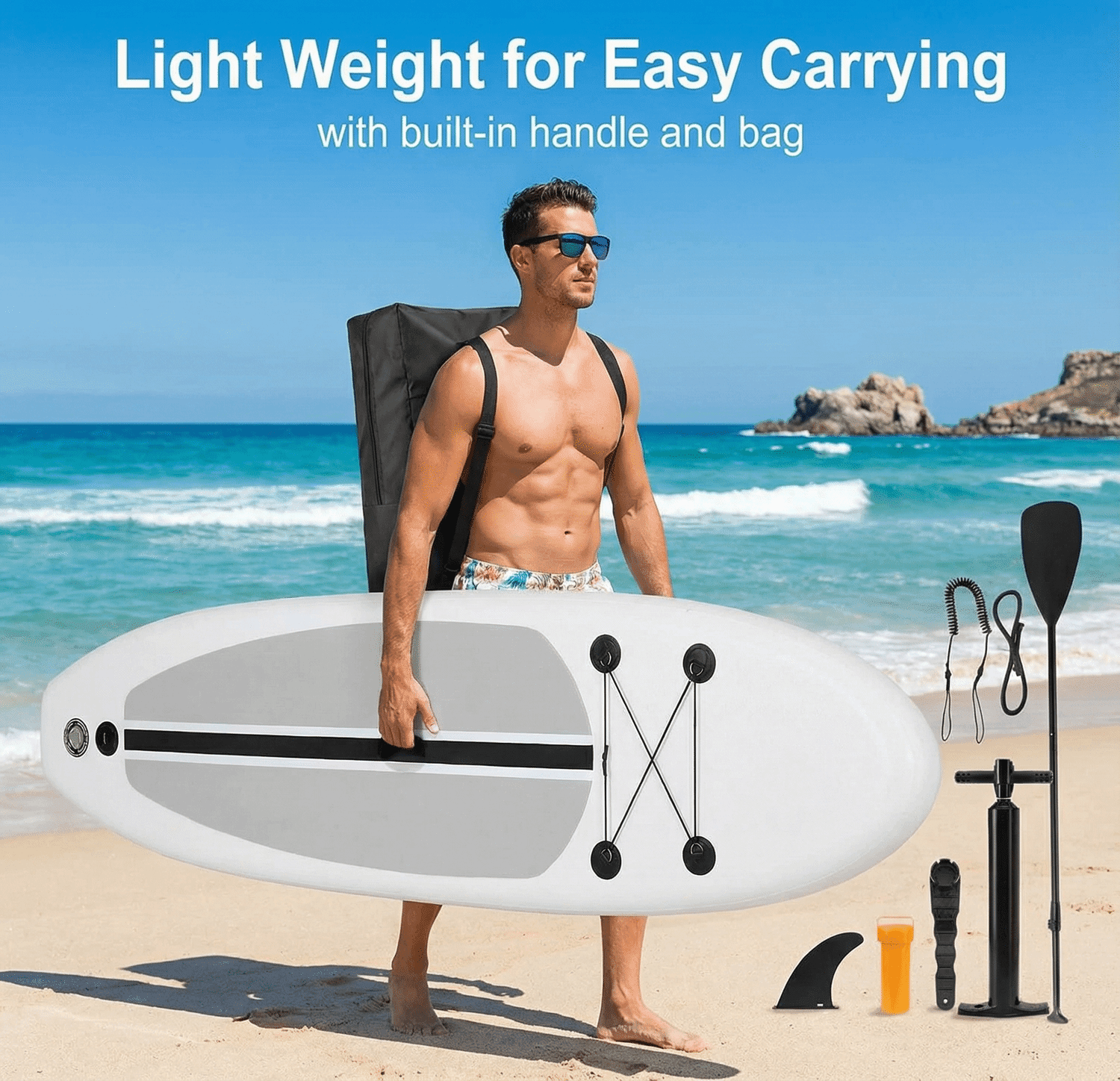 TLSUNNY 10ft Inflatable Stand up Paddle Board 5.9'' Thick SUP Paddle Board with Premium SUP Accessories