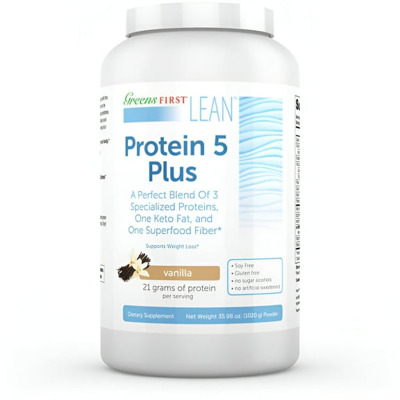 Greens First Lean™ Protein 5 Plus Dietary Supplement, Vanilla Flavor, 21 Grams of Protein Per Serving