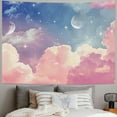 thumbnail image 2 of PRATYUS  Cloud Moon Phase Tapestry, Pink and White Cloud with Moon and Stars Wall Tapestry for Bedroom, Pastel Beautiful Sky Wall Hanging Tapestry Wall Art for Living Room Dorm Decor 40x30inch, 2 of 6