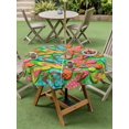 thumbnail image 4 of Outdoor Tablecloth with Umbrella Hole for Patio/Picnic/Party/Camping, Watercolor Flip Flop Waterproof Table Cloth Round Cover Washable, Ocean Beach Slippers Summer (Dia 60"), 4 of 8