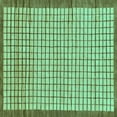 thumbnail image 1 of Ahgly Company Machine Washable Indoor Square Checkered Turquoise Blue Modern Area Rugs, 8' Square, 1 of 4
