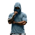 thumbnail image 3 of Mens Sun Protection Hoodie UPF 50+ Short Sleeve Sun Shirts Lightweight Quick Dry Rash Guard with Mask Fishing Shirts, L, 3 of 10
