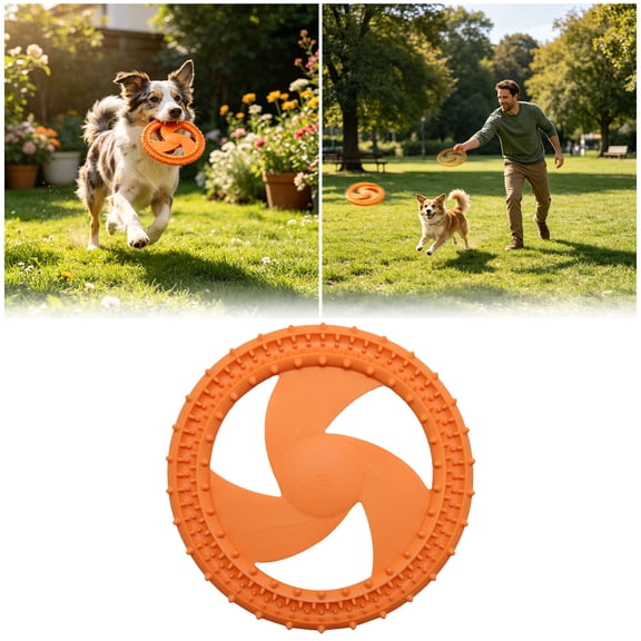 Interactive Dog Frisbee For Outdoor Play, Lightweight Soft Flying Disc For Fetch And Toss, Durable Pet Toy For Active Dogs,Orange - 18X18Cm