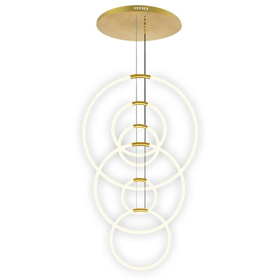 CWI Lighting Hoops 6 Light Contemporary Metal LED Chandelier in Satin Gold