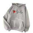 thumbnail image 4 of Up to 60% Off! pstuiky Women's Hoodie, Women Heart Printed Hoodie Long Sleeve Jumper Hoodie Sweatshirt Top Hoodie Drawstring with Pocket Leisure Gray L, 4 of 4
