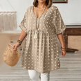 thumbnail image 5 of Women's V Neck Short Sleeve Ruffle Loose Summer Flowy Mini Dress, 5 of 7