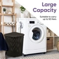 thumbnail image 4 of Corner Laundry Hamper Basket with Lid 50 Liter - Brown Wicker Hamper, Durable, Lightweight Bin with Cutout Handles - Storage Dirty Cloths Curved Shape Design Fits Bathroom, Door, Closet. By Superio, 4 of 9