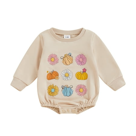 

Bagilaanoe Baby Girl Halloween Clothes Romper Sweatshirt for Newborn Long Sleeve Bodysuits Pumpkin Pullover 3M 6M 12M 18M Infant Casual Tee Tops