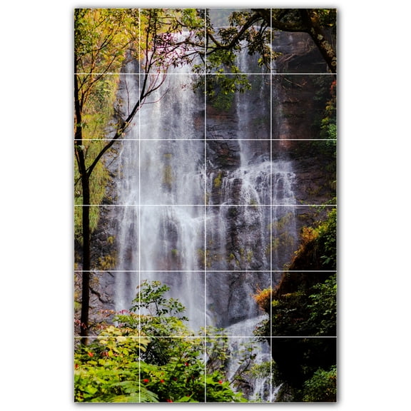 Picture-Tiles.com: Waterfalls Ceramic Tile Wall Mural WAL501133-46XL. 48"W x 72"H using (24) 12" x 12" Ceramic Tiles-Satin Finish