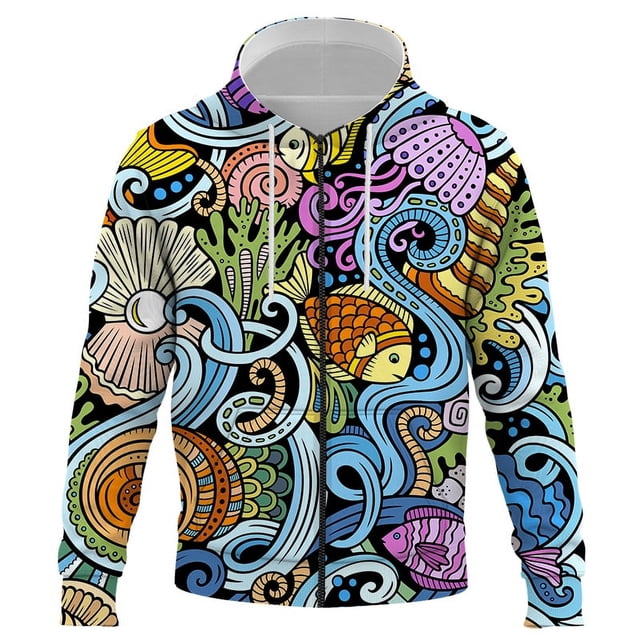 Sudadera con capucha con estampado 3D de mundo submarino para hombre, estilo Harajuku, unisex, de manga larga, talla 4XL