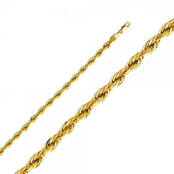14K Gold 5 mm Hollow DC Rope Chain :  20"