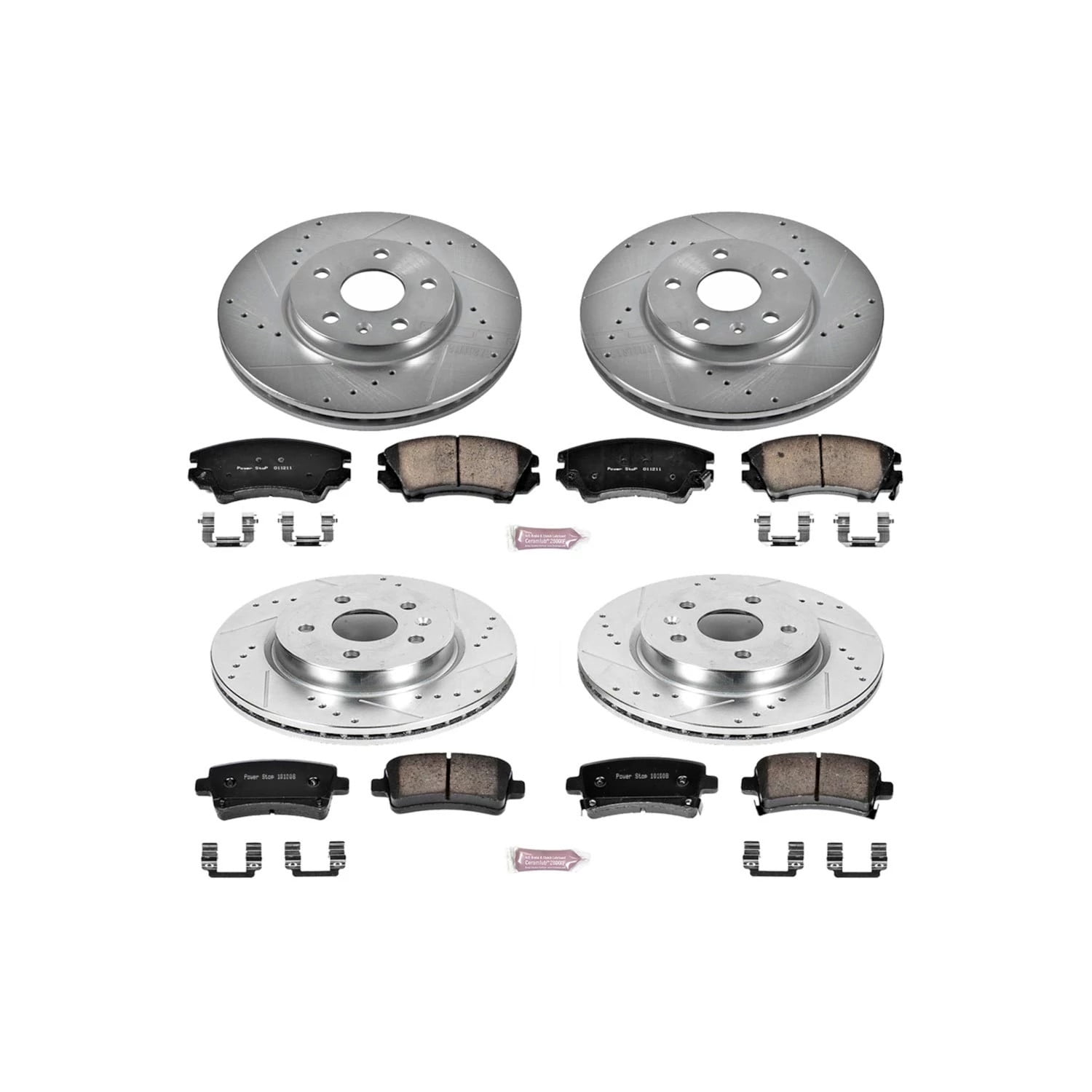 PowerStop Front and Rear Z23 Evolution Sport Carbon-Fiber Ceramic Brake Pad and Drilled & Slotted Rotor Kit Fits: SAAB Select Models K6330