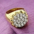 thumbnail image 3 of 3Ct Round Cut Lab Created Diamond Men's Cluster Ring 14K Yellow Gold Plated Silver, 3 of 4