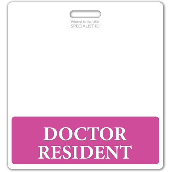 Oversized Doctor Resident Badge Buddy Horizontal - XL Badge Buddies I'D Backer Card for Dr Residents - 3 3/8 X 4 1/8 - Wear with I’D Badge Holder - USA Printed by Specialist ID (Hot Pink)