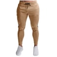 thumbnail image 2 of Pantalones largos de moda para hombre con cordón ajustable para fitness, deportes al aire libre, pies pequeños, costuras laterales, pantalones ajustados elásticos, pantalones largos para hombre, polié, 2 of 7