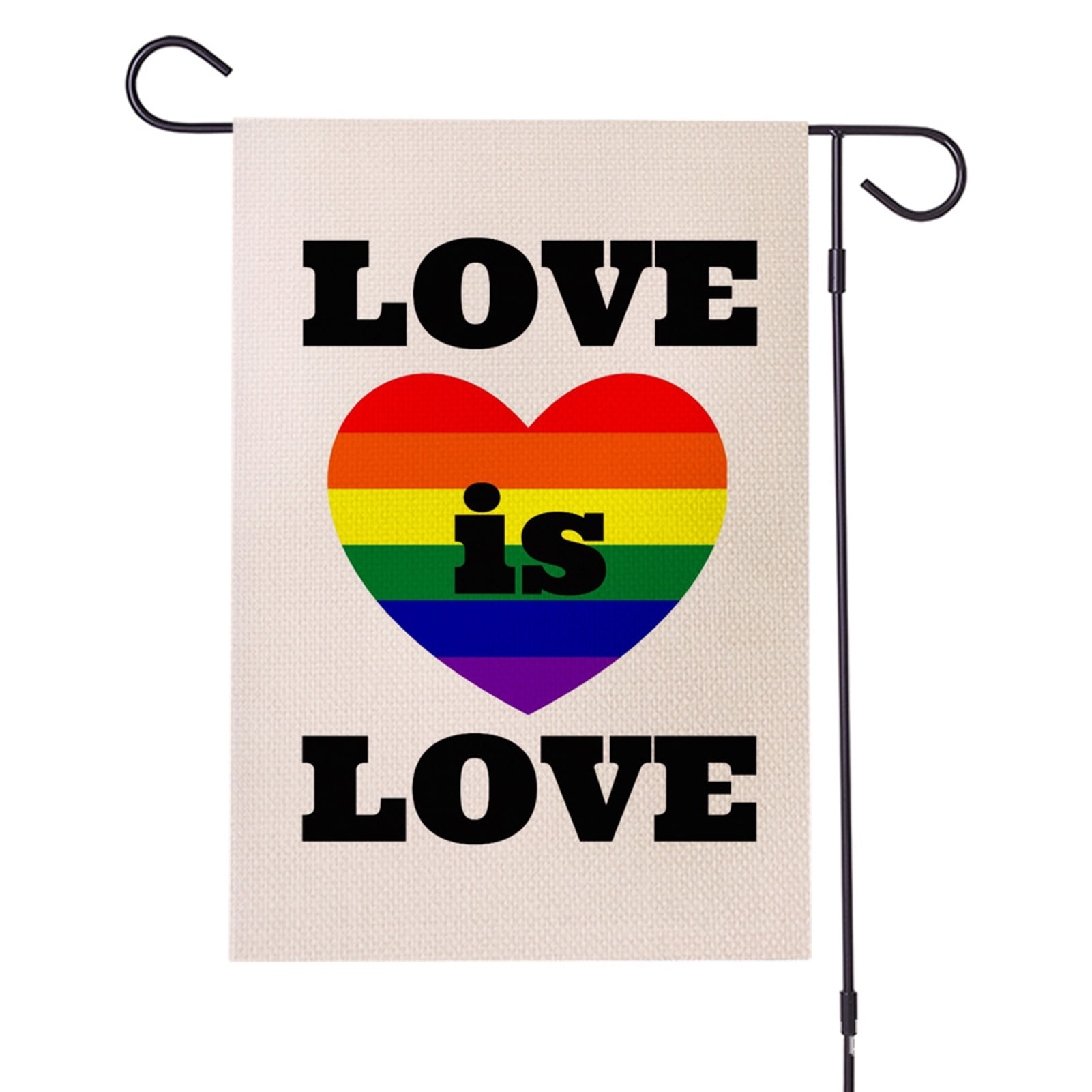 Linen Pride Day Garden Flag Love is Love LGBT Rainbow Hands Gay Lesbian Vertical Double Sized Yard Outdoor Decoration