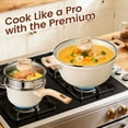 thumbnail image 4 of 27PCS Pots and Pans Set, Nonstick Ceramic Cookware Set, Healthy Kitchen Cooking Set with Gloves, Apron, Silicone Tools & Pot Protectors, Oven & Dishwasher Safe，Ivory, 4 of 8