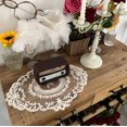 thumbnail image 2 of Queilt 2PACK Beige Retro French Style Lace Placemats Fashionable Embroidered Cup Mat vase mat, 2 of 5