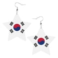 thumbnail image 6 of Leather Star Hook Earrings South Korean Flag Print Earring Dangle Drop Earring For Women, 6 of 6