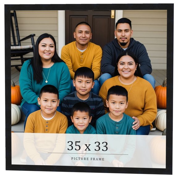 35x33 Frame Black Real Wood Picture Frame Width 0.75 inches | Interior Frame Depth 0.5 inches |
