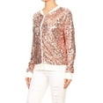 thumbnail image 3 of Womens Long Sleeve Sequin Front Zip Jacket Long Sleeve Ribbed Cuffs Outerwear Tops, 3 of 5