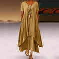 thumbnail image 1 of Robe Décontractée Femmes Casual Solide Robe V-Cou Manches Courtes Irrégulière en Vrac Robe Longue Vêtements pour les Femmes L Noir, 1 of 5