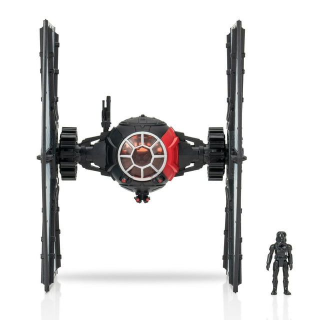 STAR WARS Micro Galaxy Squadron Fuerzas Especiales de Primer Orden TIE Fighter - Vehículo de 5 pulgadas con torreta giratoria de alas extraíbles y accesorio de microfigura de 1 pulgada
