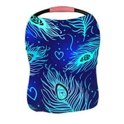 ABPHQTO Peacock Feathers Colorful Nursing Cover Baby Breastfeeding Infant Feeding Cover Baby Car Seat Cover Infant Stroller Cover Carseat Canopy Breathable