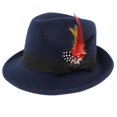thumbnail image 1 of Sonducket Sombrero Fedora para hombre, fieltro de lana, plegable, hecho a mano, con lazo, gorro de plumas, azul marino Sombreros, 1 of 1