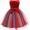 thumbnail image 2 of MAVLLY Flower Girls Sequin Party Dress Rainbow Mesh Tulle Princess Lace Ball Gown Prom, 2 of 16