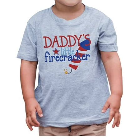 

7 ate 9 Apparel Kids 4th of July Daddy s Little Firecracker Patriotic Grey T-Shirt