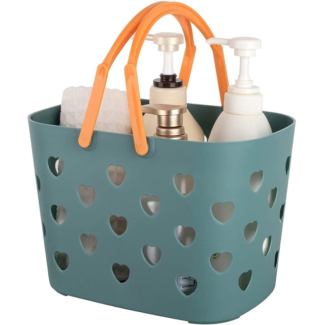 Laklulu Cesta de almacenamiento portátil de plástico con asa para baño, despensa, cocina, dormitorio universitario, garaje
