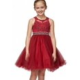 thumbnail image 4 of Big Girls Sleeveless Elegant Rhinestone Pearl Beaded Junior Bridesmaid Flower Girl Dress Burgundy 12 (C50C13), 4 of 5