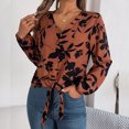 thumbnail image 5 of OBEEII Shirts for Women Long Sleeve V Neck Button Down Tops Fashion Floral Printed Blouses Tie Front Loose Fit Tshirts, 5 of 8