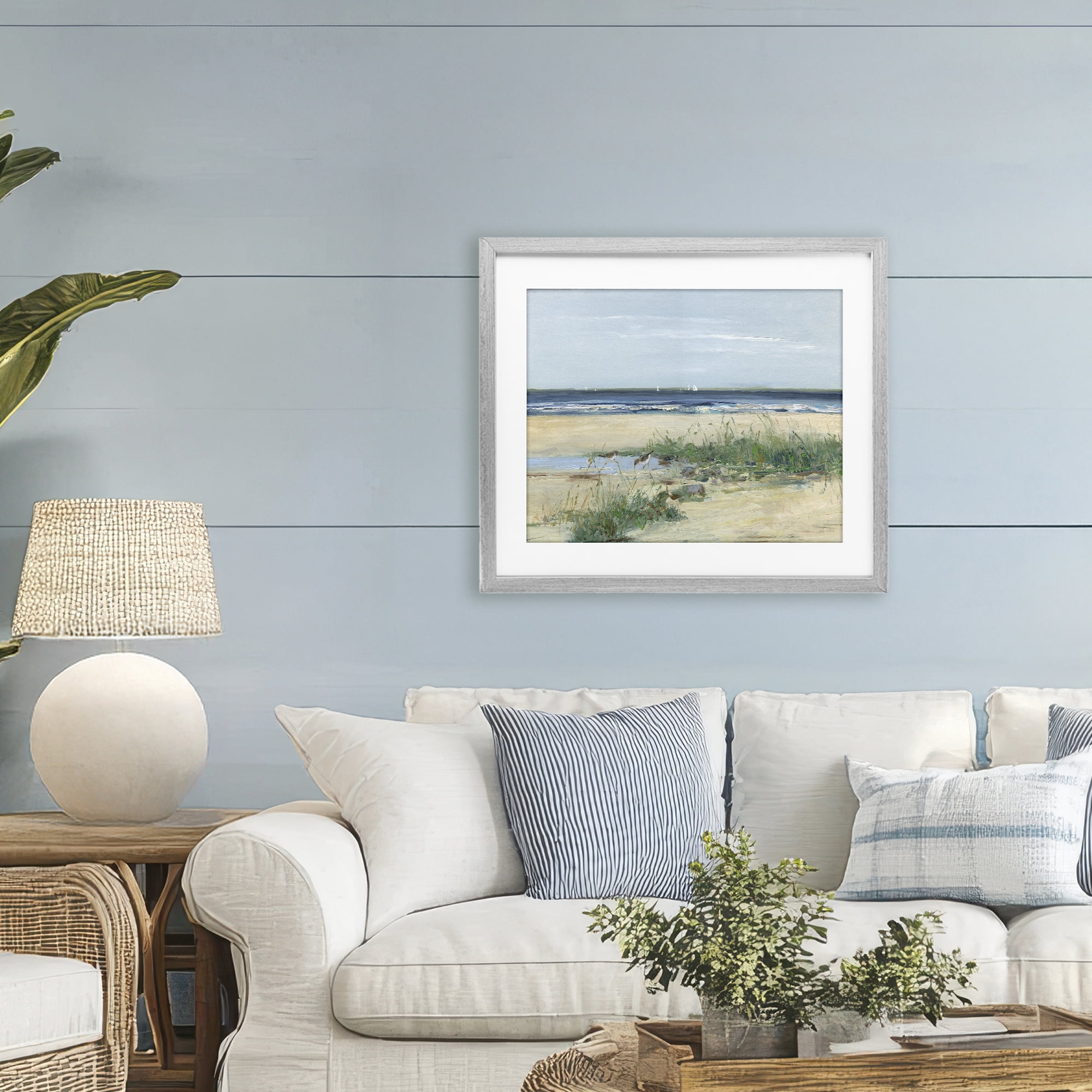 Stupell Industries Beach Marsh Sandpipers Gray Framed Print Under Glass, design by Sally Swatland