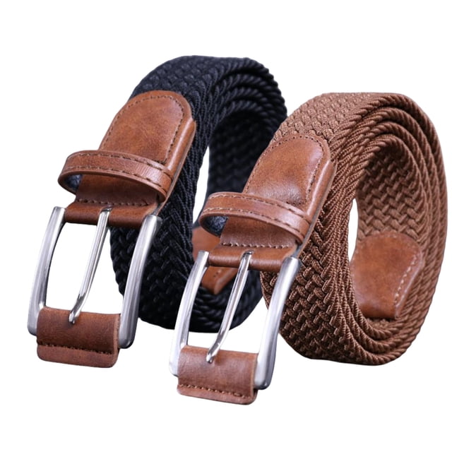 Pack de 2 cinturones elásticos trenzados, cinturones de tela trenzada
