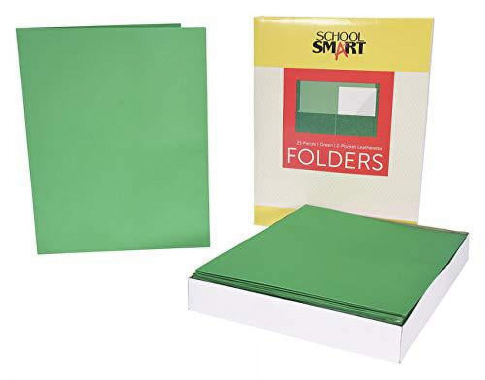 School Smart Leatherette 2-Pocket Folder, 9" x 12", Pack of 25