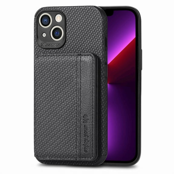K-Lion for iPhone 14 Plus Wallet Case Stylish Weaving Pattern with RFID Blocking Card Slots Kickstand Function Magnetic Shockproof Protective Purse Case for iPhone 14 Plus,Black
