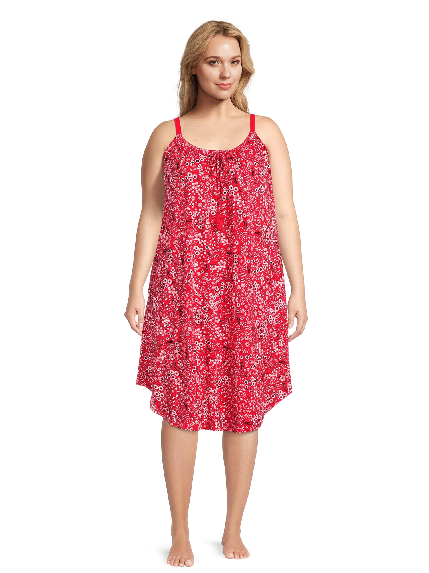 The Pioneer Woman Gathered Neck Knit Sleep Gown with Pockets, Women’s