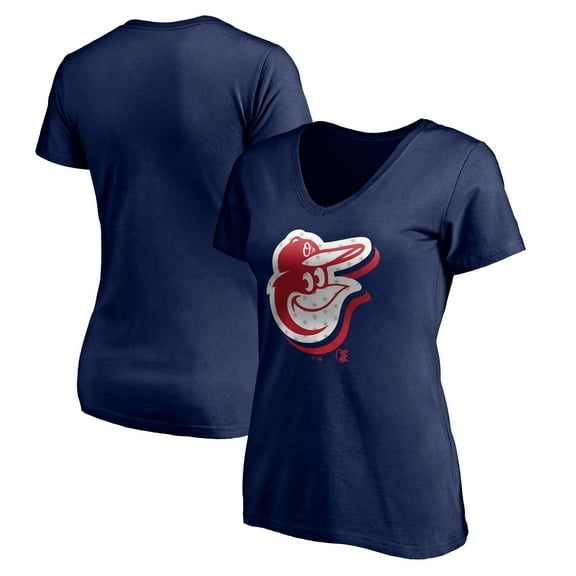 Women's Navy Baltimore Orioles Red White and Team V-Neck T-Shirt