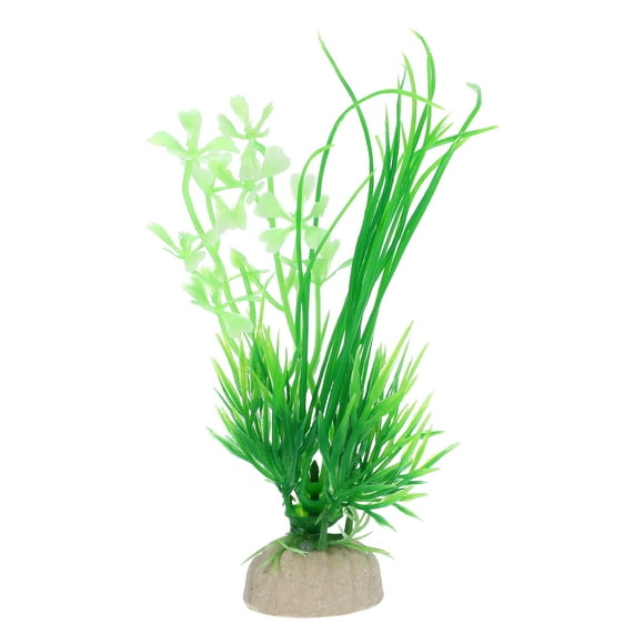 Unique Bargains 1pcs Fish Tank Aquarium Decorations Plants White Green 5.12' Plastic Plants for Aquarium Decor
