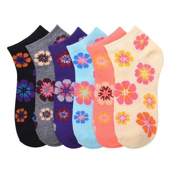 6-PACK Women's Comfort Low Cut Socks, Spandex Socks, ZINNIA, 9-11