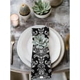 thumbnail image 2 of Horrible Skull Cloth Napkins Set of 6 Reusable Dinner Napkins, Halloween Black Flowers Skeleton Cocktail Napkin Washable Table Napkins for Wedding/Holiday Party/Baby Shower 20"x20", 2 of 7