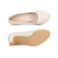 thumbnail image 5 of BLISSFUL STEP Stylish Women's Platform Round Toe Chunky Heel Pumps for All Occasions Cream 11, 5 of 8