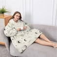 thumbnail image 5 of Oversized Wearable Blanket Hoodie,Beige Sun Moon Star Comet Pattern Sherpa Blanket Hoodie with Super Pockets,Super Warm Fuzzy Pullover for Women & Men, 5 of 6