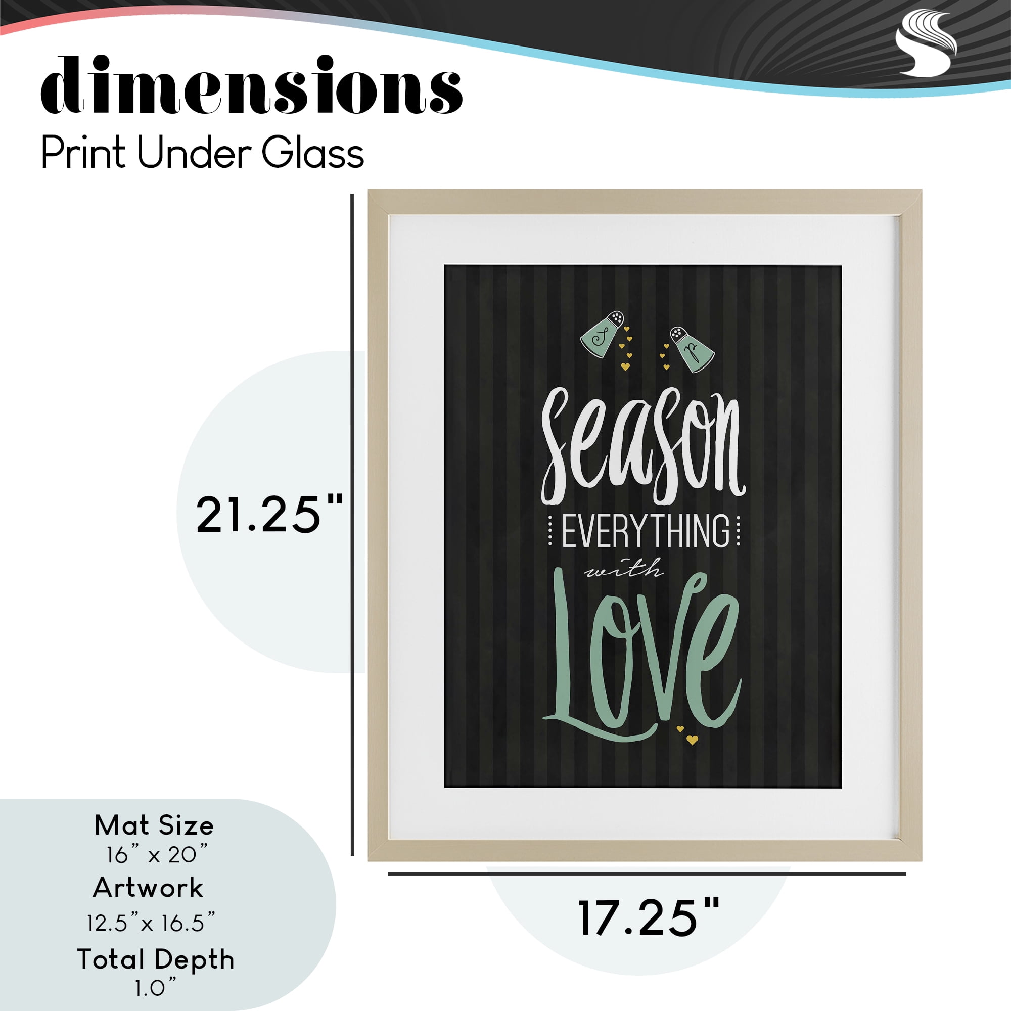 Season With Love Black & Green Birch Framed Print Under Glass, design by Lettered and Lined