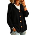 thumbnail image 2 of Women Loose Button Front Hooded Knit Cardigan, Drop Shoulder Long Sleeve Casual Sweater Jacket S, 2 of 6