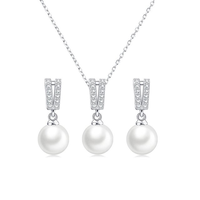 Collar Y Aretes De Plata 925 Con Perlas Regalos Para Mamá